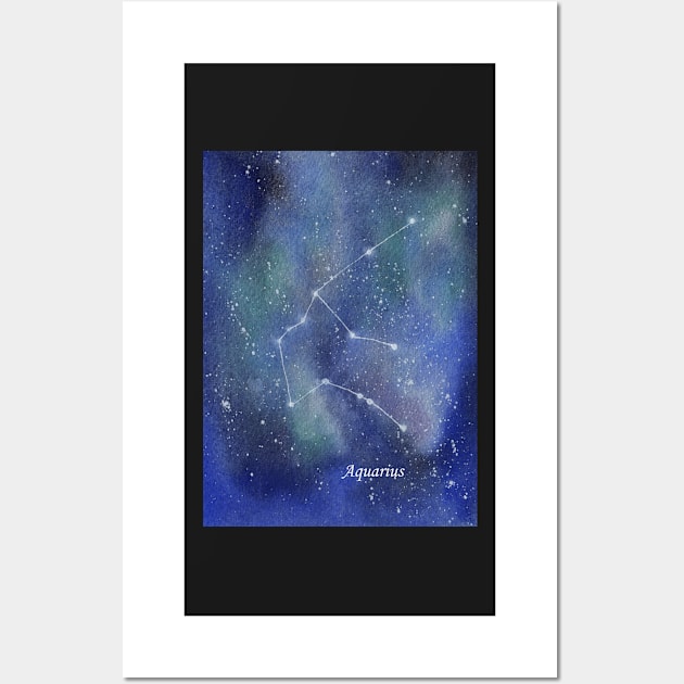 Galaxy with Aquarius Zodiac Wall Art by Sandraartist